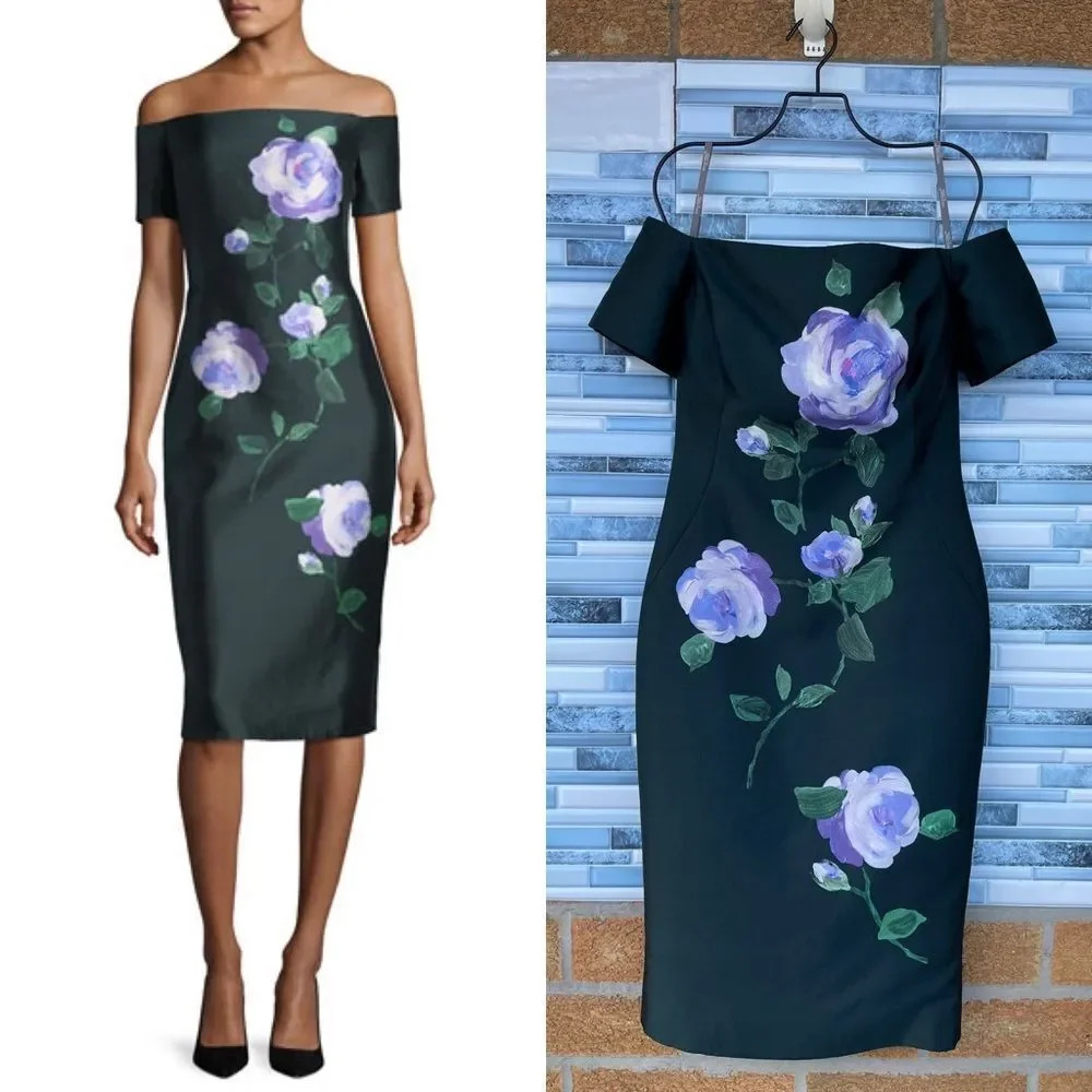 Lela Rose Off-Shoulder Midi Dress .FLASH SALE